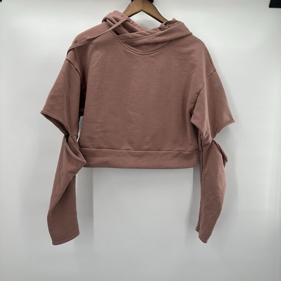 ALO Yoga Tops - ALO Yoga Sweatshirt Womens Small Mauve Peak Elbow Cut Out Crop Hoodie Pull Over